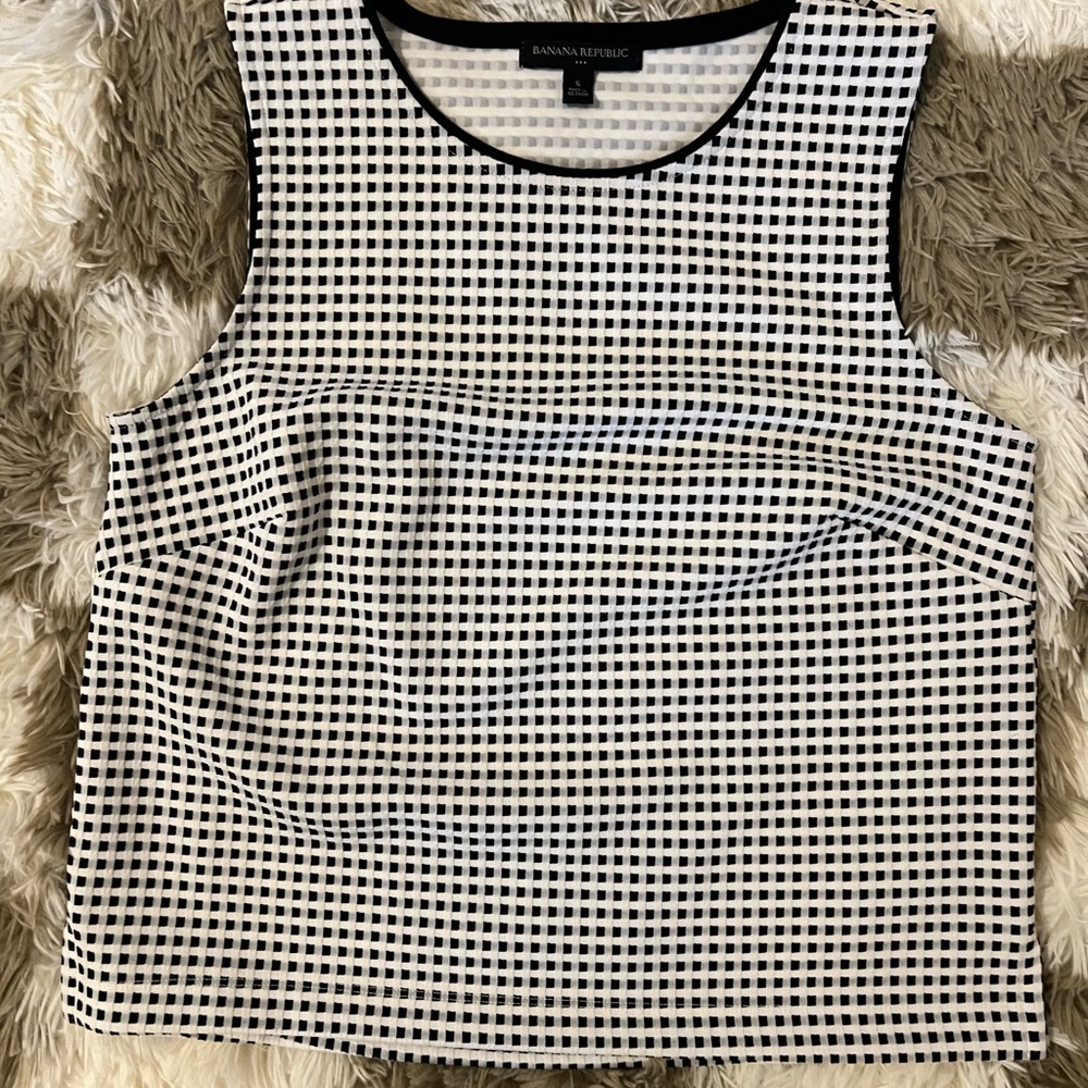 Banana Republic Black and White Grid Tank Top
